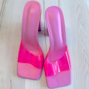 Pink PVC Block Heels  - Size 37